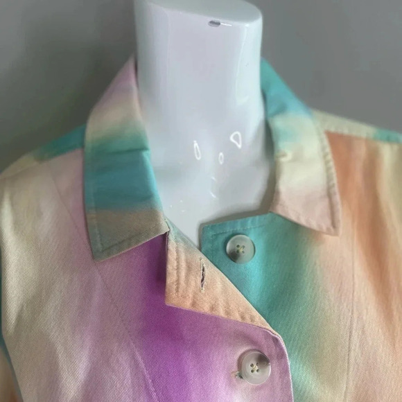 Current Air women’s rainbow short sleeve pastel button up, romper Size M - Picture 7 of 13